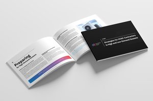 3D mockup of an HVAC industry ebook titled ‘Strategies for HVAC Contractors in High and Low-Demand Seasons,’ providing business growth tips for seasonal shifts