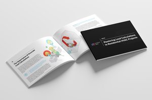 3D mockup of an HVAC guide titled ‘Mastering Load Calculations for Residential Projects,’ providing step-by-step methods for accurate load calculations