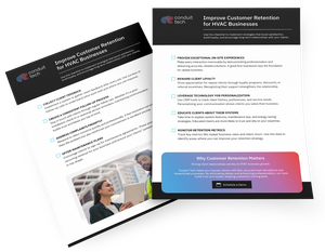 3D mockup of an HVAC business ebook titled ‘Improve Customer Retention for HVAC Businesses,’ featuring strategies to increase client loyalty and repeat business